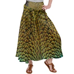 Peacock Bird Feather Color Satin Palazzo Pants