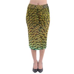 Peacock Bird Feather Color Midi Pencil Skirt by Wegoenart