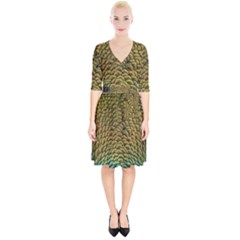 Peacock Bird Feather Color Wrap Up Cocktail Dress by Wegoenart