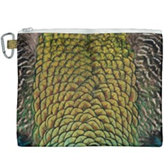 Peacock Bird Feather Color Canvas Cosmetic Bag (xxxl) by Wegoenart