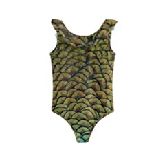 Peacock Bird Feather Color Kids  Frill Swimsuit by Wegoenart