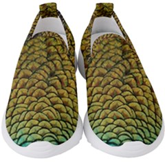 Peacock Bird Feather Color Kids  Slip On Sneakers