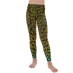 Peacock Bird Feather Color Kids  Lightweight Velour Leggings