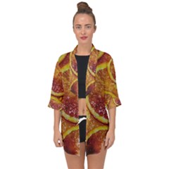 Blood Orange Fruit Citrus Fruits Open Front Chiffon Kimono by Wegoenart