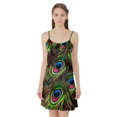 Peacock Feathers Feather Color Satin Night Slip by Wegoenart