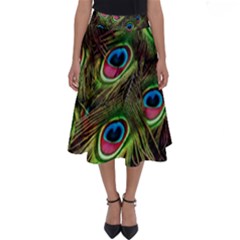 Peacock Feathers Feather Color Perfect Length Midi Skirt by Wegoenart