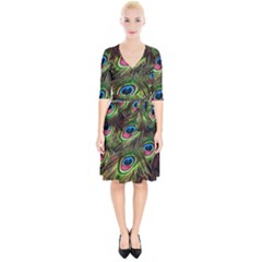 Peacock Feathers Feather Color Wrap Up Cocktail Dress by Wegoenart