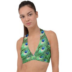 Peacock Feathers Peafowl Halter Plunge Bikini Top by Wegoenart