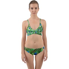 Peacock Feathers Peafowl Wrap Around Bikini Set by Wegoenart