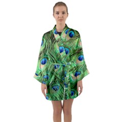 Peacock Feathers Peafowl Long Sleeve Kimono Robe by Wegoenart