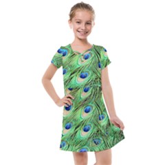 Peacock Feathers Peafowl Kids  Cross Web Dress by Wegoenart