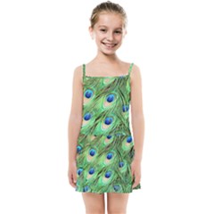 Peacock Feathers Peafowl Kids Summer Sun Dress