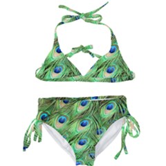 Peacock Feathers Peafowl Kids  Classic Bikini Set by Wegoenart