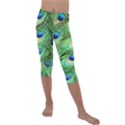 Peacock Feathers Peafowl Kids  Lightweight Velour Capri Leggings  View1