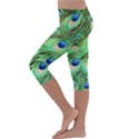 Peacock Feathers Peafowl Kids  Lightweight Velour Capri Leggings  View2