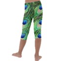 Peacock Feathers Peafowl Kids  Lightweight Velour Capri Leggings  View4