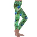 Peacock Feathers Peafowl Kids  Lightweight Velour Classic Yoga Leggings View3