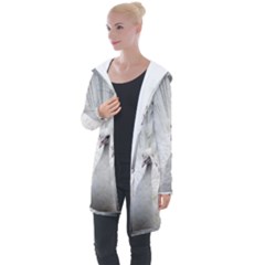 Peacock White Bird Nature Longline Hooded Cardigan