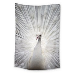 Peacock White Bird Nature Large Tapestry by Wegoenart