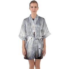 Peacock White Bird Nature Quarter Sleeve Kimono Robe by Wegoenart