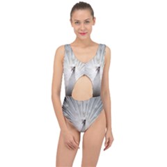 Peacock White Bird Nature Center Cut Out Swimsuit by Wegoenart