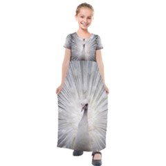 Peacock White Bird Nature Kids  Short Sleeve Maxi Dress by Wegoenart