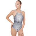 Peacock White Bird Nature High Neck One Piece Swimsuit View1