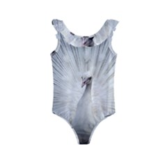 Peacock White Bird Nature Kids  Frill Swimsuit by Wegoenart