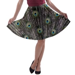 Background Peacock Feathers A-line Skater Skirt by Wegoenart