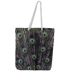 Background Peacock Feathers Full Print Rope Handle Tote (large) by Wegoenart