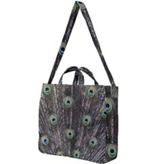 Background Peacock Feathers Square Shoulder Tote Bag