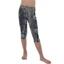 Background Peacock Feathers Kids  Lightweight Velour Capri Leggings  View1