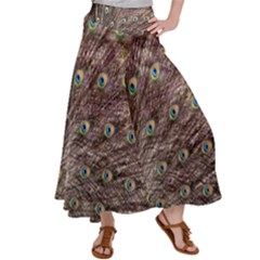 Peacock Feathers Wheel Plumage Satin Palazzo Pants