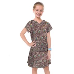 Peacock Feathers Wheel Plumage Kids  Drop Waist Dress by Wegoenart