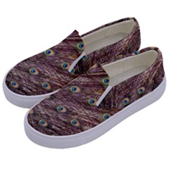 Peacock Feathers Wheel Plumage Kids  Canvas Slip Ons by Wegoenart