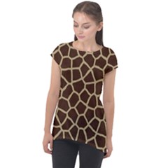 Giraffe Animal Print Skin Fur Cap Sleeve High Low Top