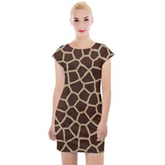 Giraffe Animal Print Skin Fur Cap Sleeve Bodycon Dress