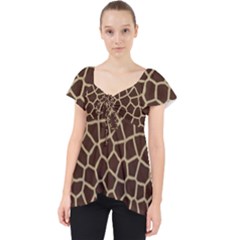 Giraffe Animal Print Skin Fur Lace Front Dolly Top by Wegoenart