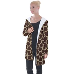 Giraffe Animal Print Skin Fur Longline Hooded Cardigan