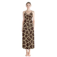 Giraffe Animal Print Skin Fur Button Up Chiffon Maxi Dress by Wegoenart