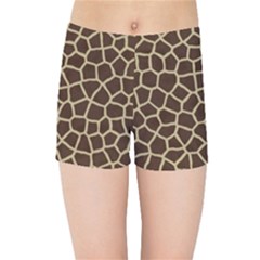 Giraffe Animal Print Skin Fur Kids Sports Shorts by Wegoenart