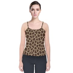 Giraffe Animal Print Skin Fur Velvet Spaghetti Strap Top by Wegoenart