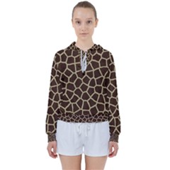 Giraffe Animal Print Skin Fur Women s Tie Up Sweat by Wegoenart