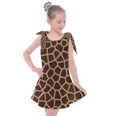 Giraffe Animal Print Skin Fur Kids  Tie Up Tunic Dress by Wegoenart