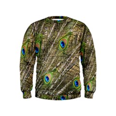 Peacock Feathers Color Plumag Kids  Sweatshirt by Wegoenart