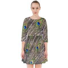 Peacock Feathers Color Plumag Smock Dress by Wegoenart