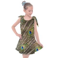 Peacock Feathers Color Plumag Kids  Tie Up Tunic Dress