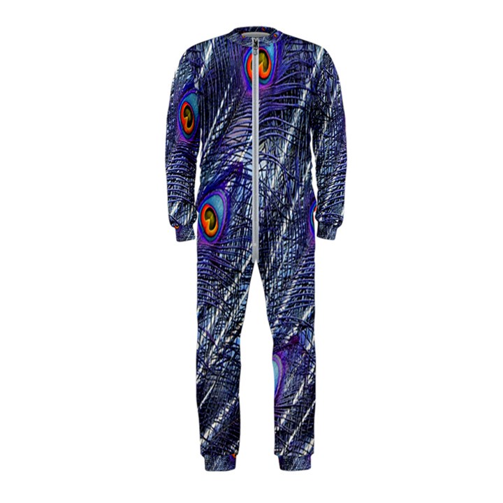 Peacock Feathers Color Plumage OnePiece Jumpsuit (Kids)