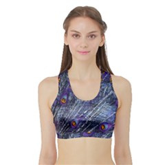 Peacock Feathers Color Plumage Sports Bra With Border by Wegoenart