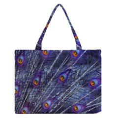 Peacock Feathers Color Plumage Zipper Medium Tote Bag by Wegoenart